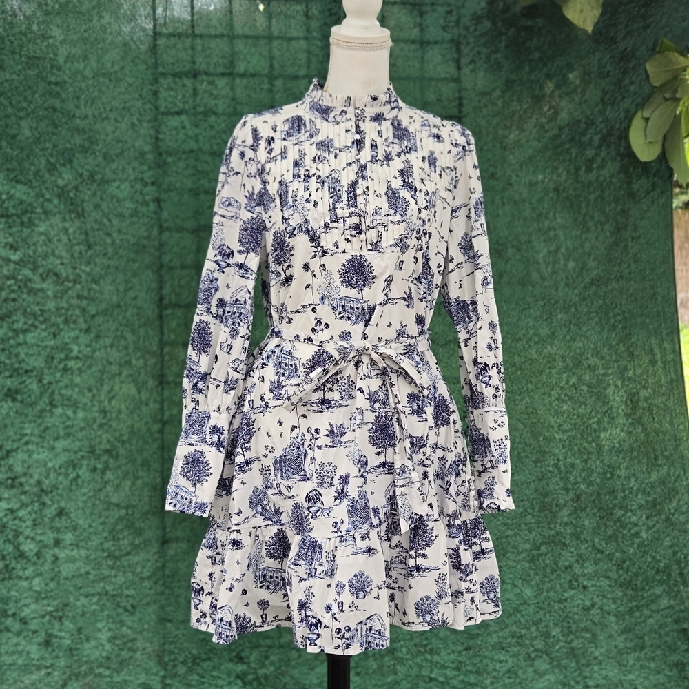 Sugarlips Navy‎ and White Patterned Dress